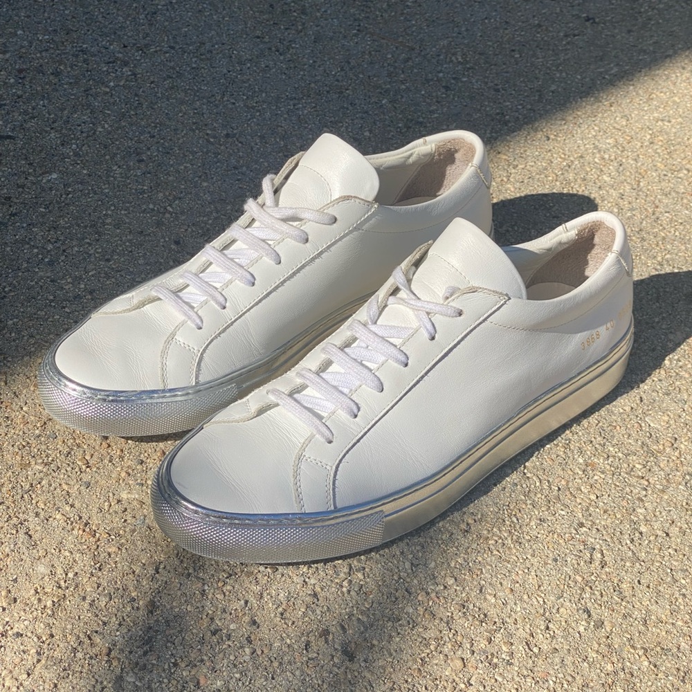 Women’s Common Projects S 40 White Achilles Low Shiny Sole Sneaker
